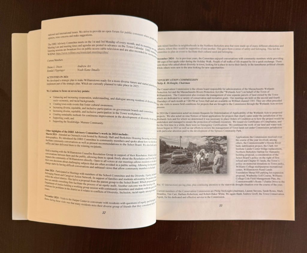 Williamstown 2024 annual report open to a random page