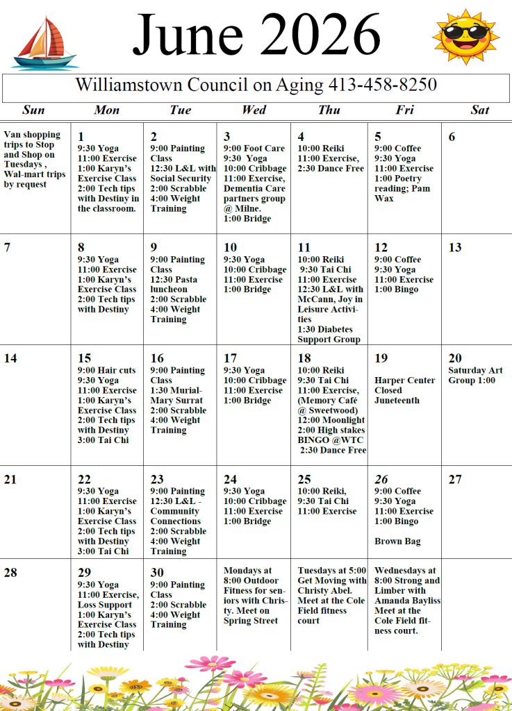 Calendar of June 2026 events at Council on Aging
